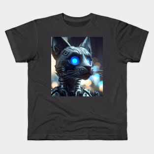 Cyberpunk Kitty (2) - Anthropomorphic Sci fi Cats Kids T-Shirt